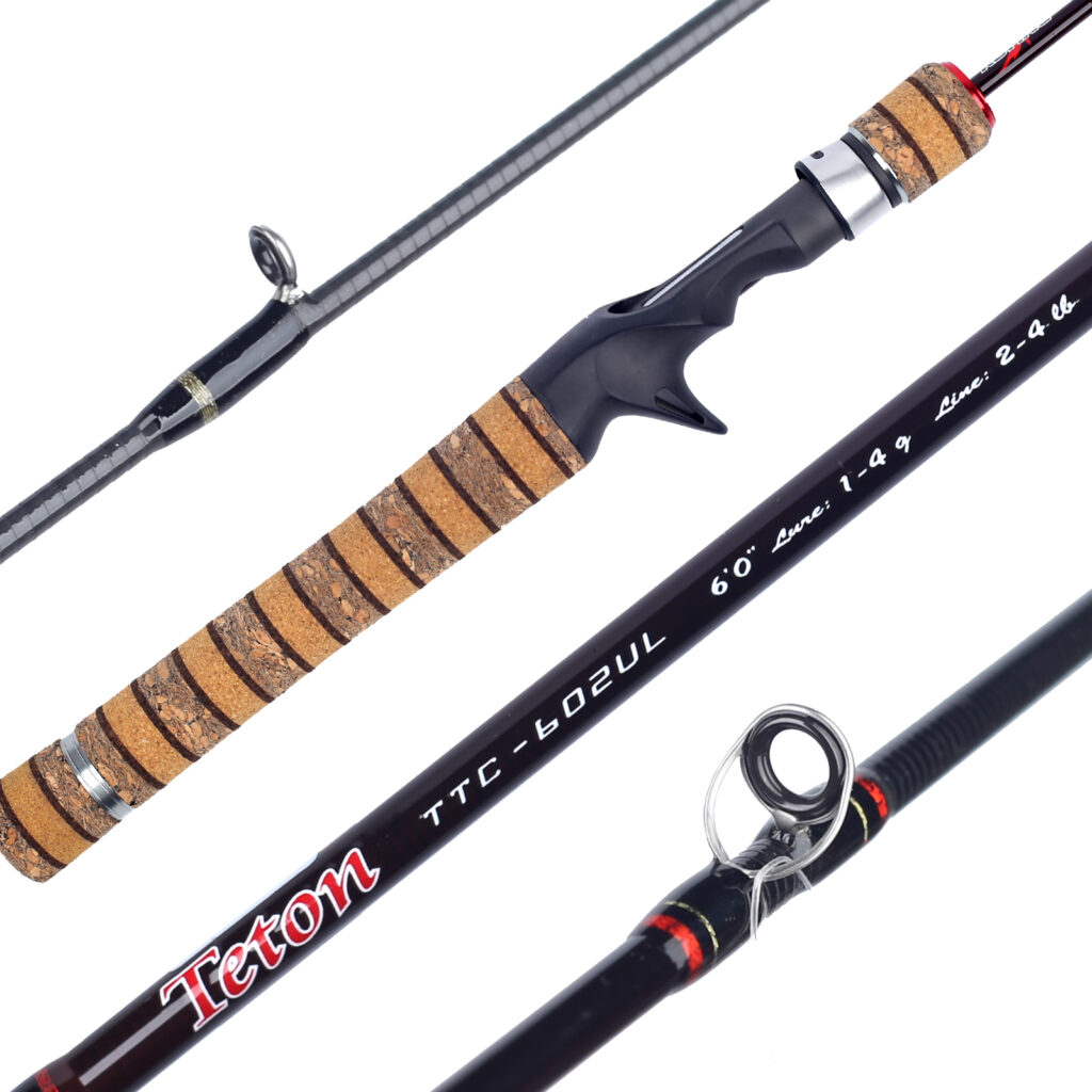 KUYING Teton TTC602UL casting fishing rod cork handle and guide ring closeup