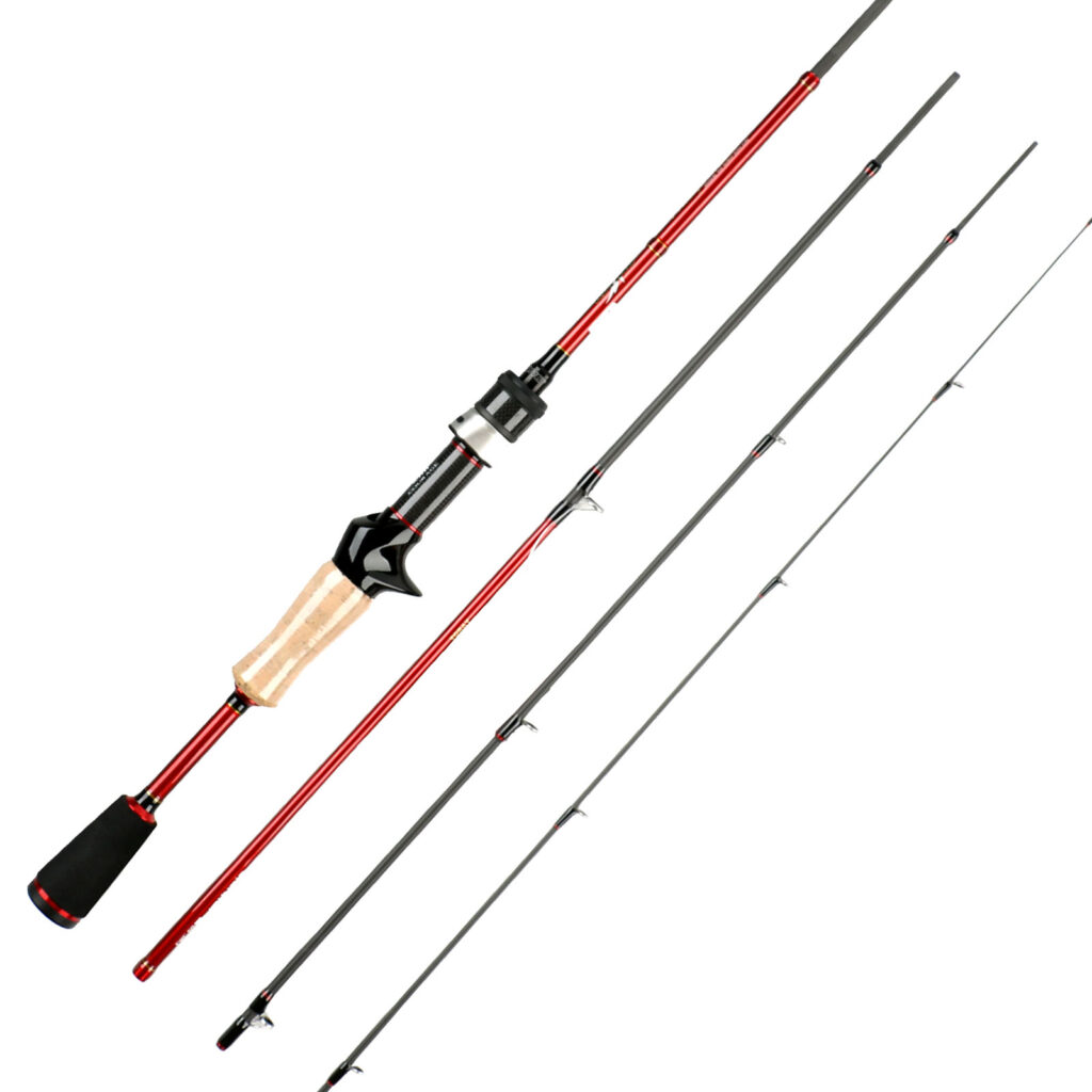 Caña de pescar KUYING Freestyle Walker, equipo de pesca de viaje, segmentos de la caña de pescar en rojo y negro