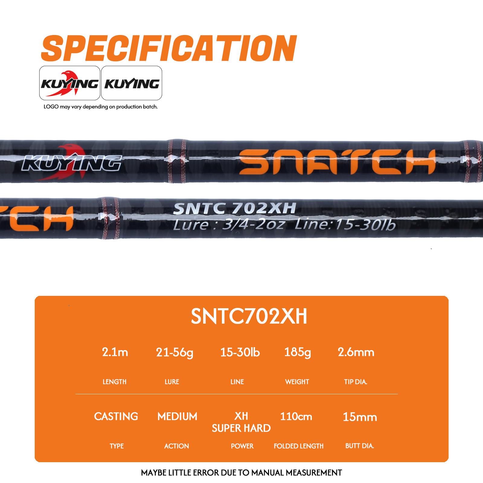 KUYING Snatch nehéz horgászbot SNATCH SNTC702XH